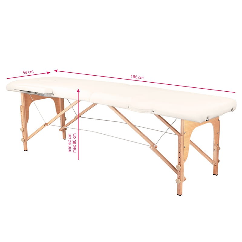 Mesa plegable de tatuaje de madera Komfort 2 segmentos ecru