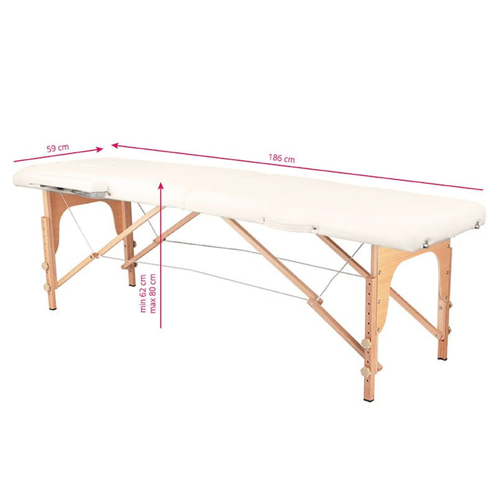 Mesa plegable de tatuaje de madera Komfort 2 segmentos ecru