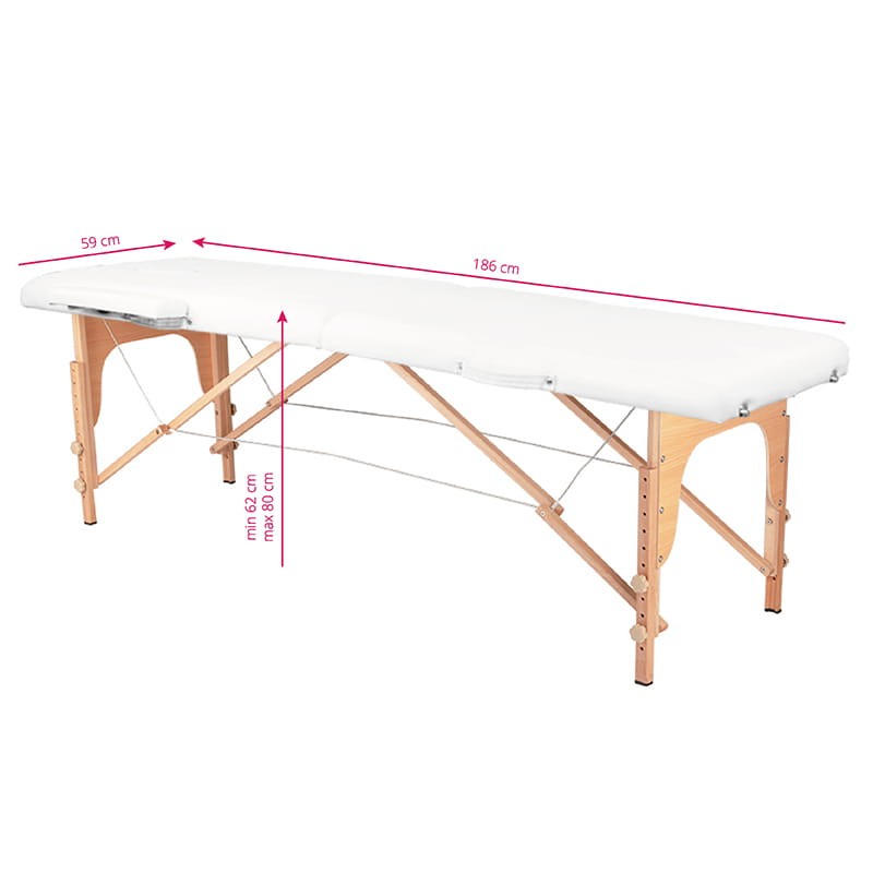 Folding tattoo table wooden Comfort 2 segment white