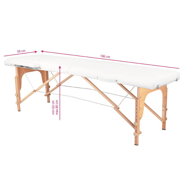 Folding tattoo table wooden Comfort 2 segment white