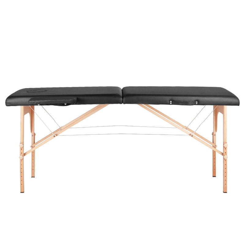 Mesa plegable de tatuaje de madera Komfort 2 segmentos negra