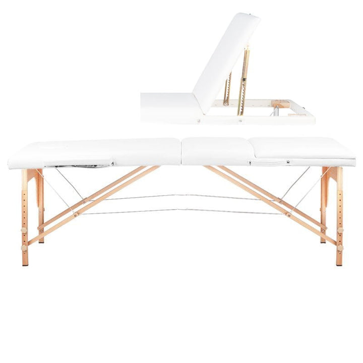 Table pliante en bois pour tatouage Komfort 3 segments blanche