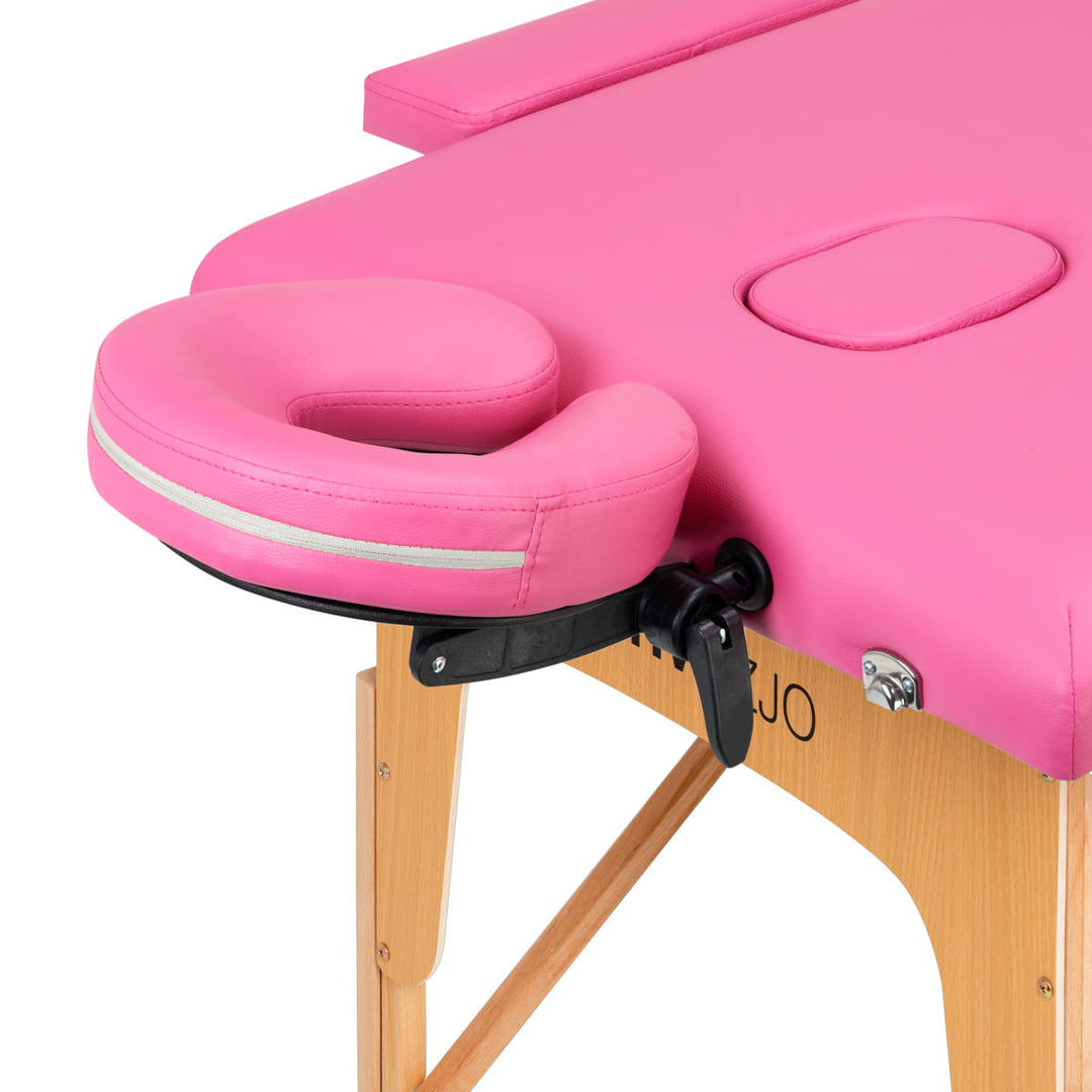 Wooden Folding Tattoo Table Comfort 2 Segments Pink