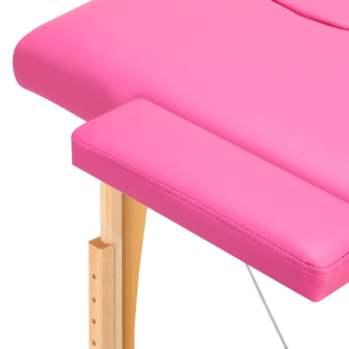 Wooden Folding Tattoo Table Comfort 2 Segments Pink